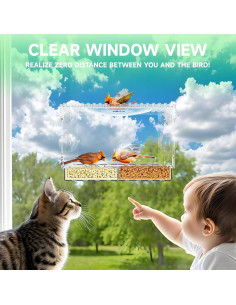 Alimentador de Aves de Ventana SuoXing Acrílico Transparente 1L 2
