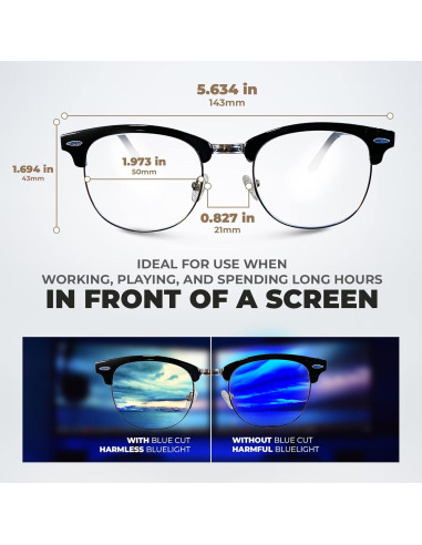 Gafas de Bloqueo de Luz Azul Blue Cut - Unisex, Antifatiga