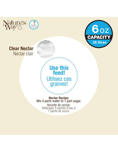 Comedero para Colibrí Nature's Way MJF1 Vidrio 177ml