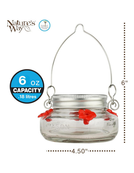 Comedero para Colibrí Nature's Way MJF1 Vidrio 177ml