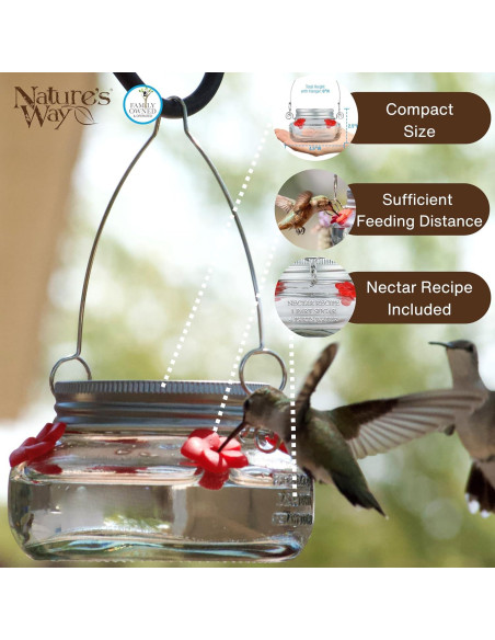 Comedero para Colibrí Nature's Way MJF1 Vidrio 177ml