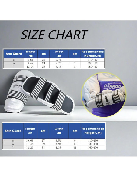 Conjunto de Protectores de Espinillas y Brazos HXRROO - Taekwondo, Karate, Kickboxing