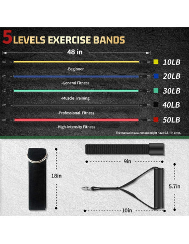 Bandas de Resistencia VEICK - Set de 5 Tubos Ajustables 68 kg