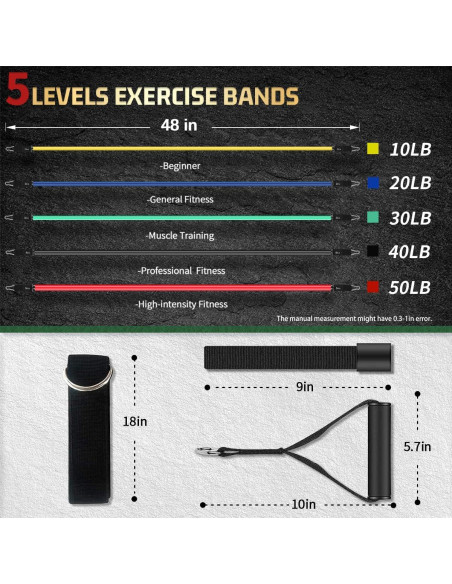 Bandas de Resistencia VEICK - Set de 5 Tubos Ajustables 68 kg