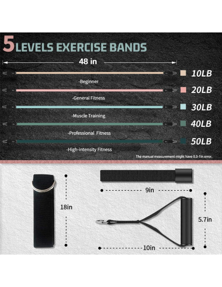 Bandas de Resistencia VEICK 150LBS con Mangos y Accesorios