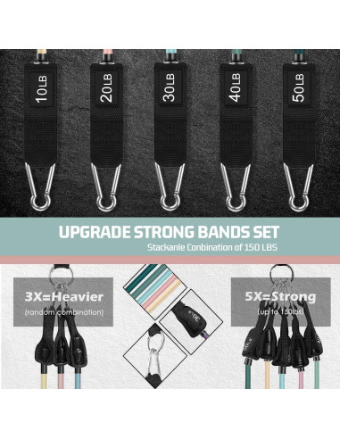 Bandas de Resistencia VEICK 150LBS con Mangos y Accesorios