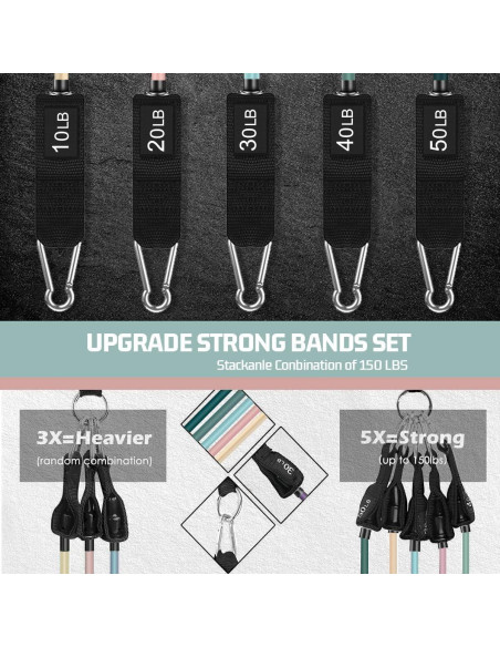 Bandas de Resistencia VEICK 150LBS con Mangos y Accesorios