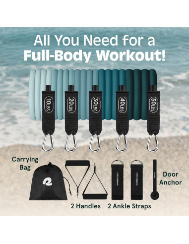 Bandas de Resistencia Retrospec Train 5pc con Mangos y Ancla