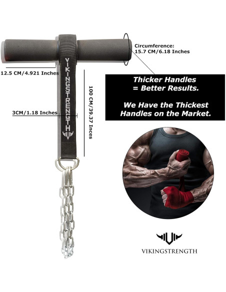 Rodillo de Muñeca Vikingstrength - Fortalecedor de Antebrazo Ajustable