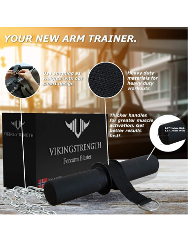 Rodillo de Muñeca Vikingstrength - Fortalecedor de Antebrazo Ajustable