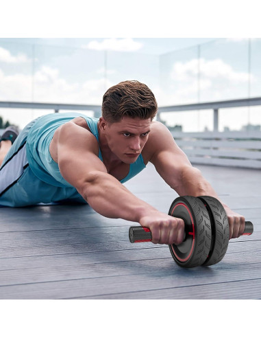 Rueda Abdominal READAEER con Almohadilla y Mango de Acero