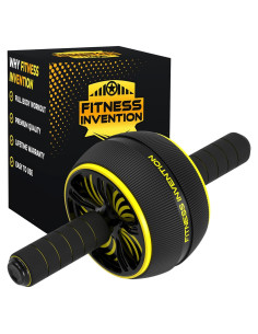 Rueda para Abdominales Fitness Invention con Esterilla - Negro/Dorado