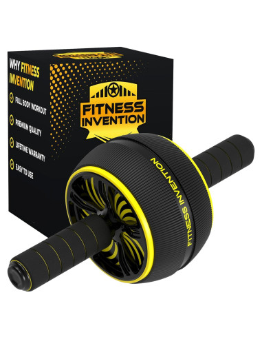 Rueda para Abdominales Fitness Invention con Esterilla - Negro/Dorado