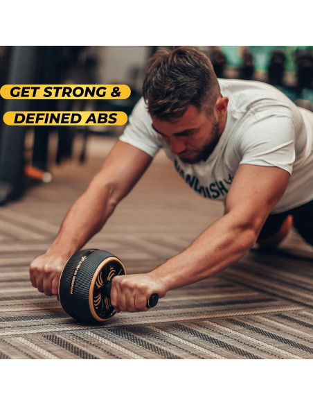 Rueda para Abdominales Fitness Invention con Esterilla - Negro/Dorado