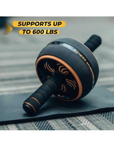 Rueda para Abdominales Fitness Invention con Esterilla - Negro/Dorado