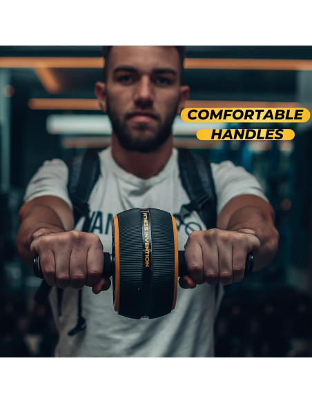 Rueda para Abdominales Fitness Invention con Esterilla - Negro/Dorado