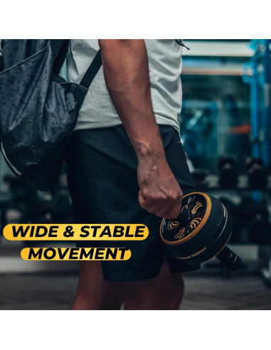 Rueda para Abdominales Fitness Invention con Esterilla - Negro/Dorado
