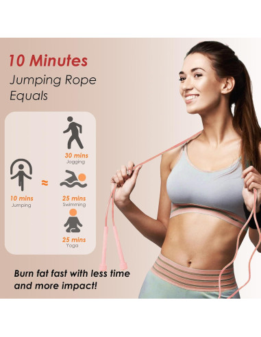 Cuerda de Saltar Ajustable POCFOINY PVC 279.4 cm Negro/Rosa