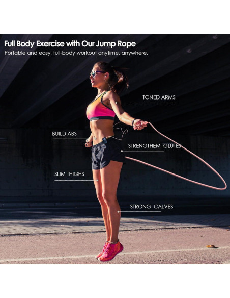 Cuerda de Saltar Ajustable POCFOINY PVC 279.4 cm Negro/Rosa