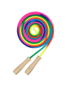 Cuerda de saltar 5 m ACEONE con mango de madera arcoíris