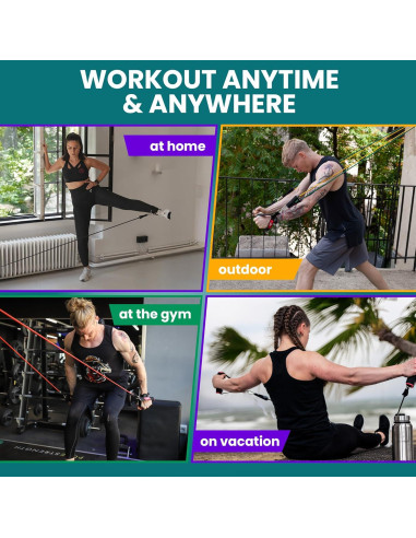 Juego de Bandas de Resistencia BeMaxx con Mangos y Ancla