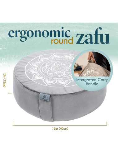 Cojín de Meditación Florensi Grande de Terciopelo Gris