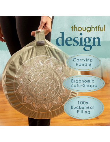 Cojín de Meditación Florensi Grande de Terciopelo Gris