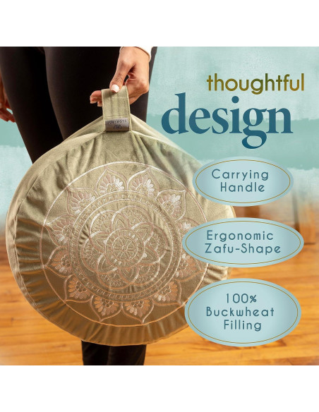 Cojín de Meditación Florensi Grande de Terciopelo Gris