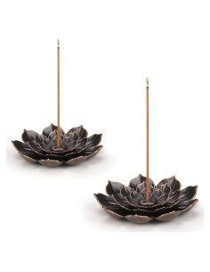 Soporte de Incienso SLKIJDHFB Loto 2 Pcs 6 Agujeros Bronce