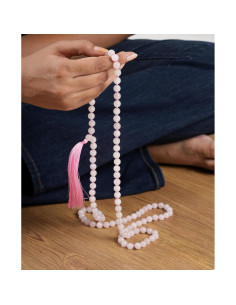 Collar Mala 108 Cuentas Cuarzo Rosa 8mm Hecho a Mano 2