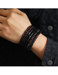 Pulseras de Cuentas de Madera Milakoo Ajustables 6 Piezas 2