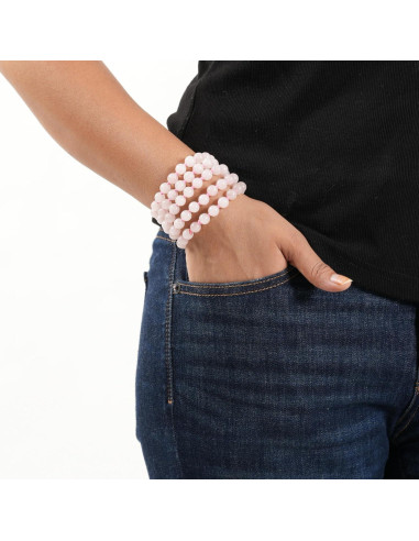 Collar Mala 108 Cuentas Cuarzo Rosa 8mm Hecho a Mano