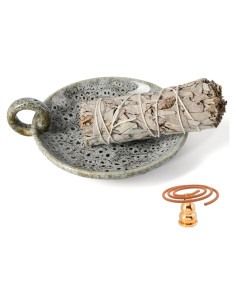 Soporte de Palo Santo 3 en 1 MKLZ Cerámica Verde Gris