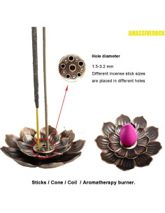 Quemador de Incienso en Cono AMASSIVEROCK Loto - Soporte Decorativo 2