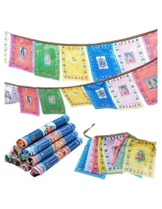 10 Rollos de Banderas de Oración Tibetanas 100 Piezas 35x28.5 cm