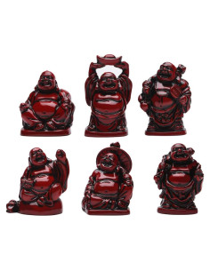 Conjunto de 6 Estatuas de Buda Risueño BRABUD de Resina 5cm