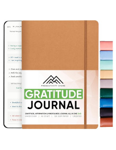 Diario de Gratitud y Cuidado Personal A5 Cuero Marrón