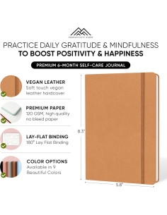 Diario de Gratitud y Cuidado Personal A5 Cuero Marrón 2