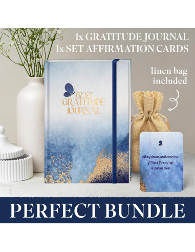 Diario de Gratitud Genérico con Tarjetas de Afirmación 200 Páginas