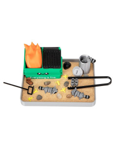 Jardín Zen de Escritorio Stylor con Mapache y Llamas - Alivio Estrés