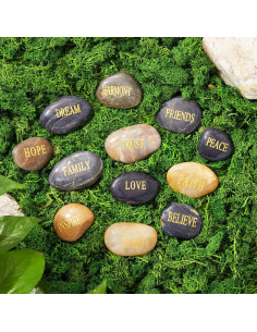 Conjunto de 12 Piedras Inspiracionales Juvale - Decoración Zen 2