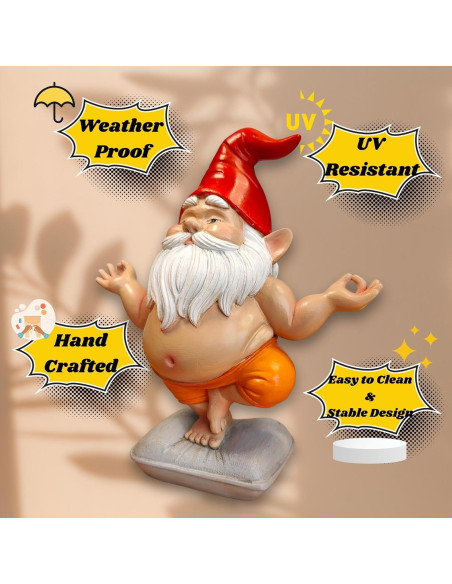 Estatua de Gnomo de Yoga VYXARA - Meditación en Pose de Árbol