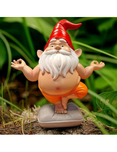 Estatua de Gnomo de Yoga VYXARA - Meditación en Pose de Árbol