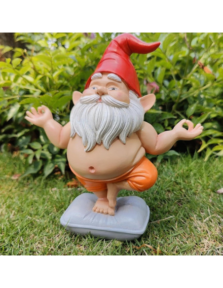 Estatua de Gnomo de Yoga VYXARA - Meditación en Pose de Árbol