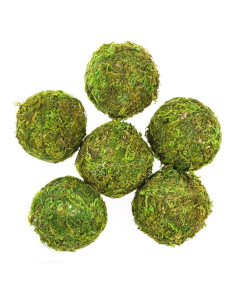Bolas Decorativas de Musgo Verde Natural Tongcloud - 6 Piezas 6cm