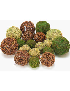 Set de 18 Bolas Decorativas de Musgo y Ratan BYHER 2