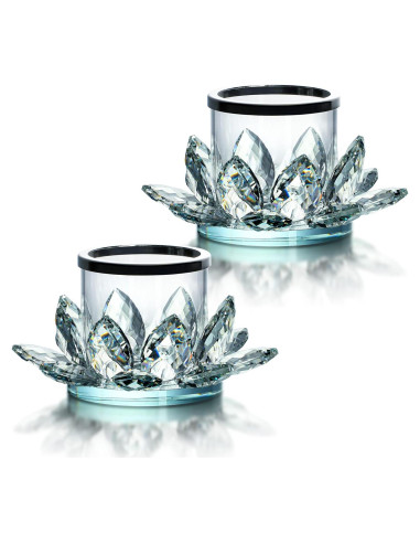 Soporte de Vela de Loto Claro QFkris - Juego de 2 Piezas
