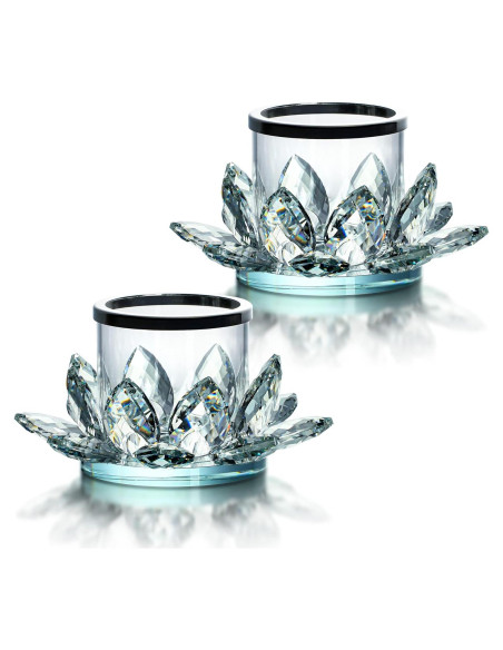Soporte de Vela de Loto Claro QFkris - Juego de 2 Piezas
