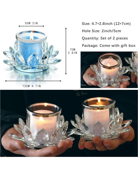 Soporte de Vela de Loto Claro QFkris - Juego de 2 Piezas