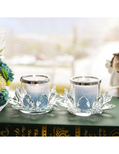 Soporte de Vela de Loto Claro QFkris - Juego de 2 Piezas